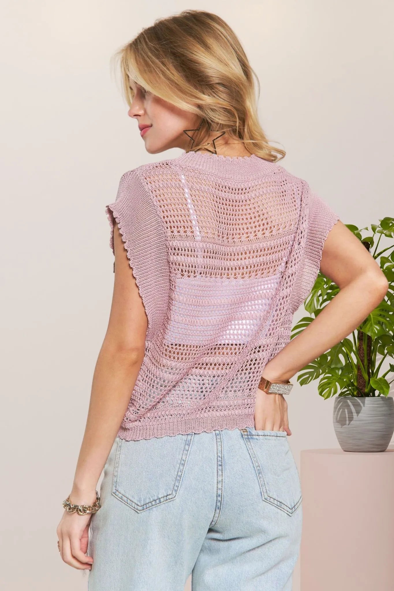 ADORA Drawstring Detail Crochet Top Whimsical Boho Charm - NeoKira Unlimited