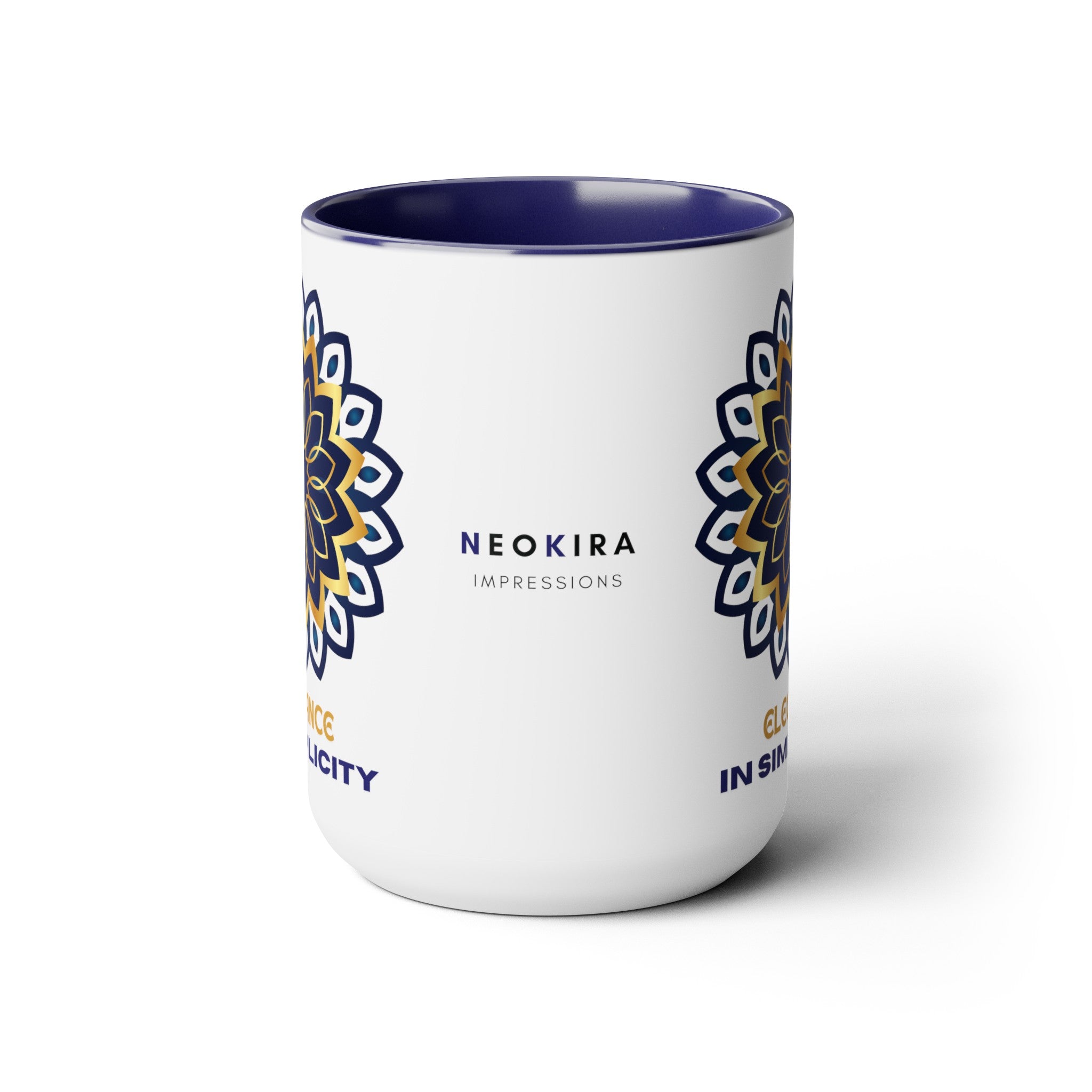 ELEGANCE IN SIMPLICITY MANDALA Two-Tone Coffee Mugs, 15oz 15oz Two-Tone Mug Printify   