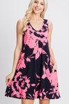 Heimish Full Size Floral V-Neck Tank Dress with Pockets Mini Dress Trendsi   