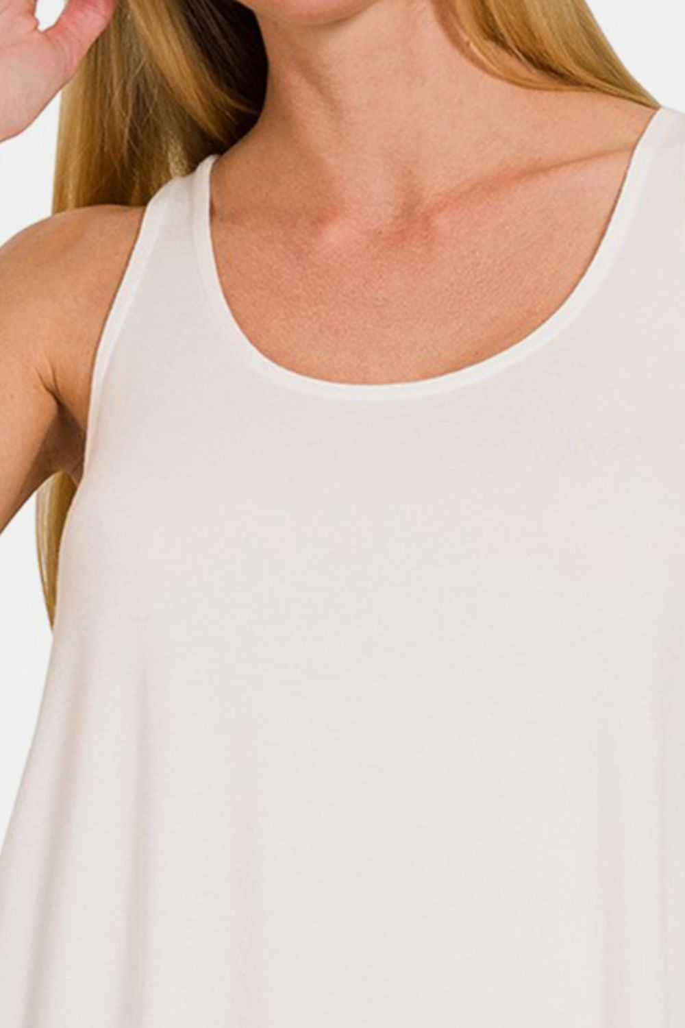 Zenana Round Neck Flowy Hem Tank Tank Top Trendsi   