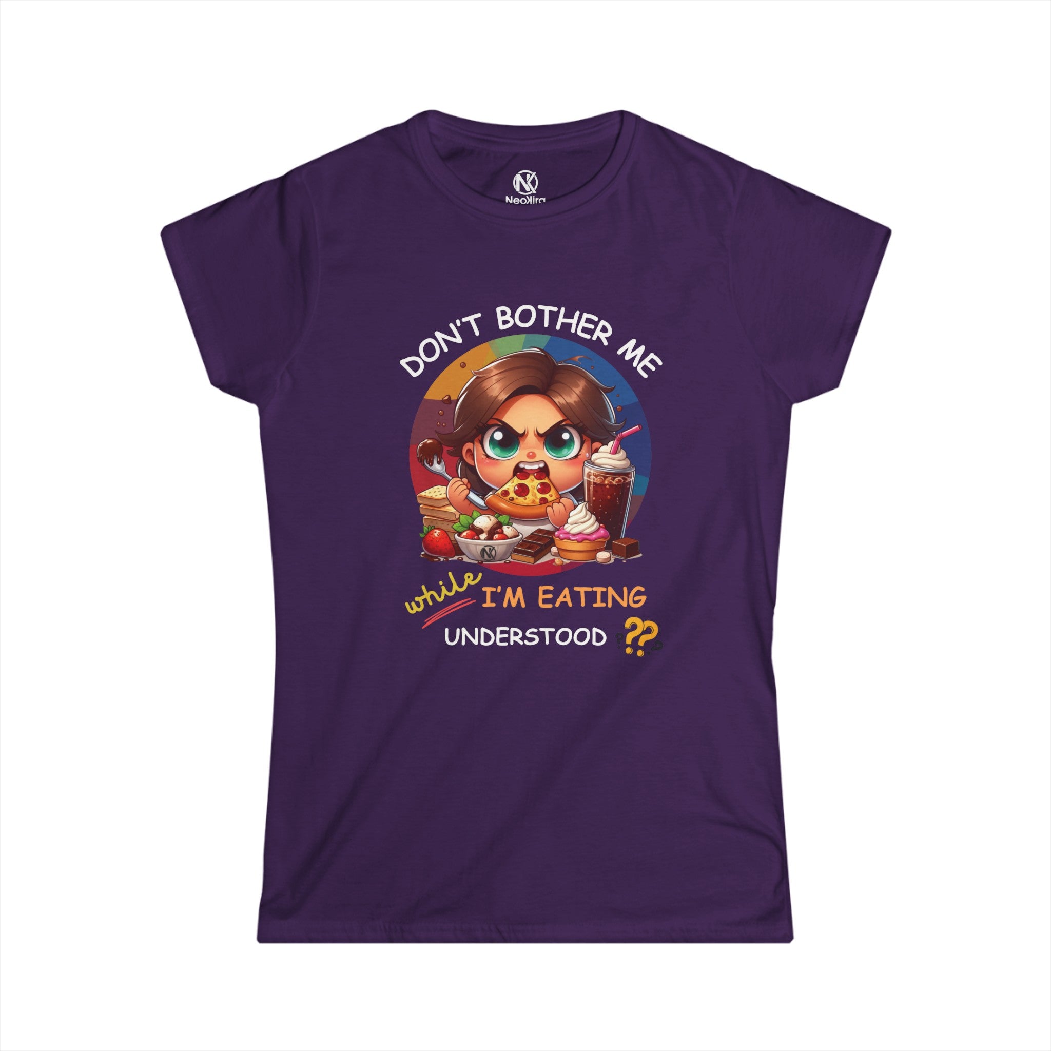 DON'T BOTHER ME I'M EATING Women's Softstyle Tee T-Shirt Printify Purple S 