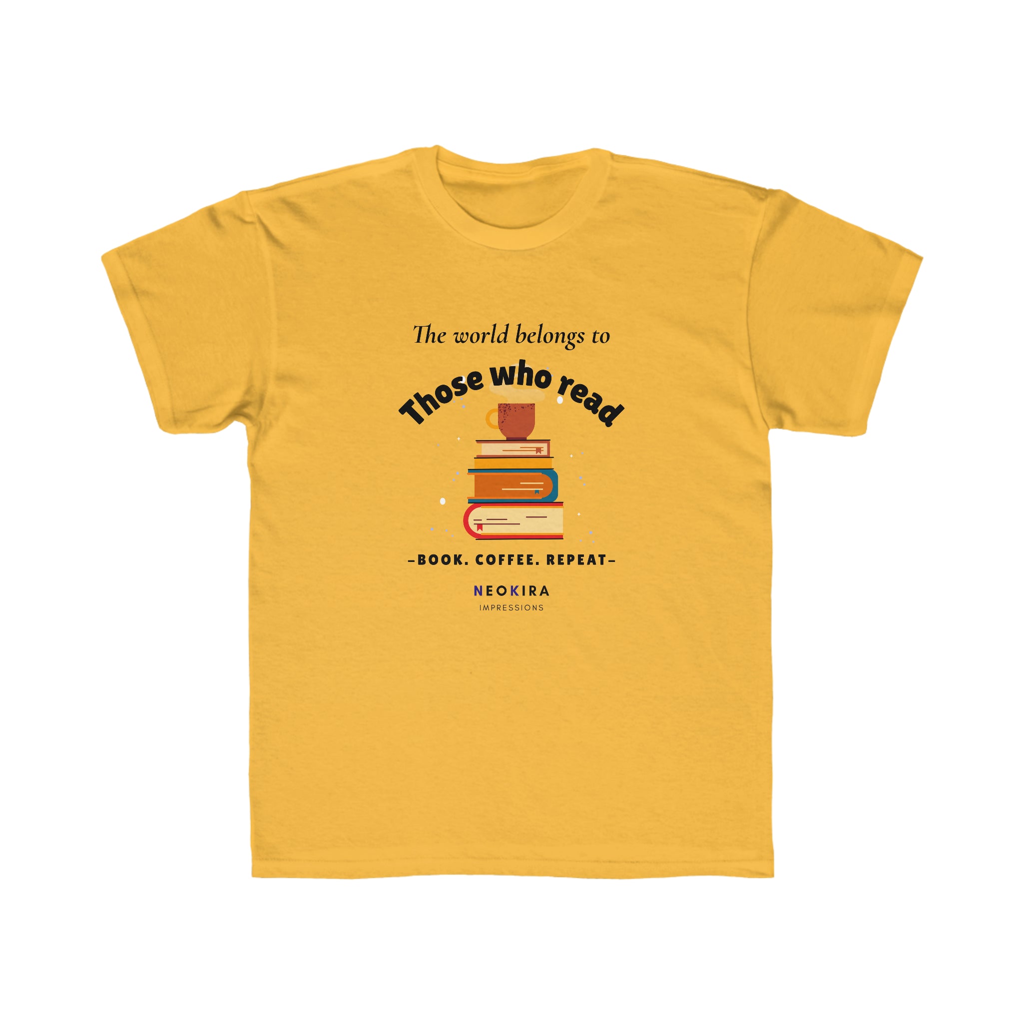 THE WORLD BELONG TO THOSE WHO READ Kids Regular Fit Tee Kids clothes Printify Gold XS 