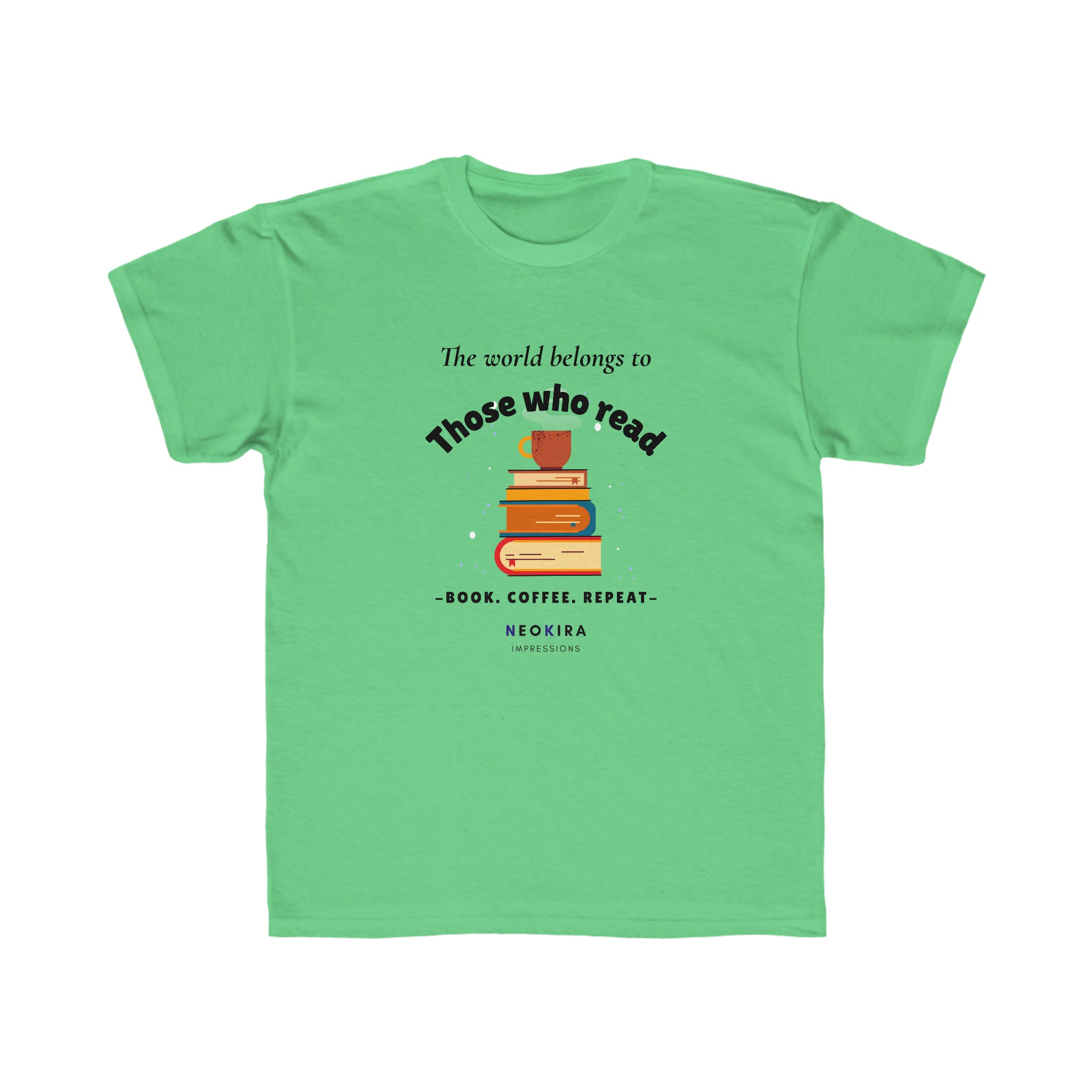 THE WORLD BELONG TO THOSE WHO READ Kids Regular Fit Tee Kids clothes Printify Neon Green XS 