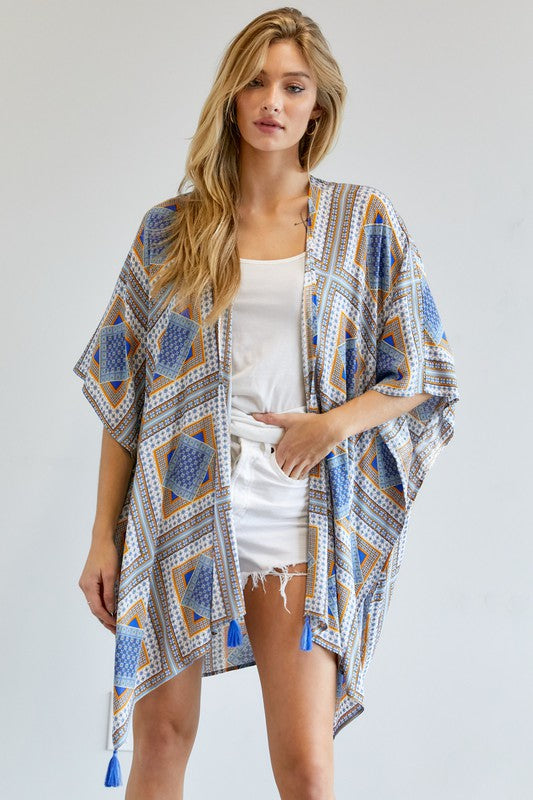 Printed Short Sleeve loose Kimono  Davi & Dani   