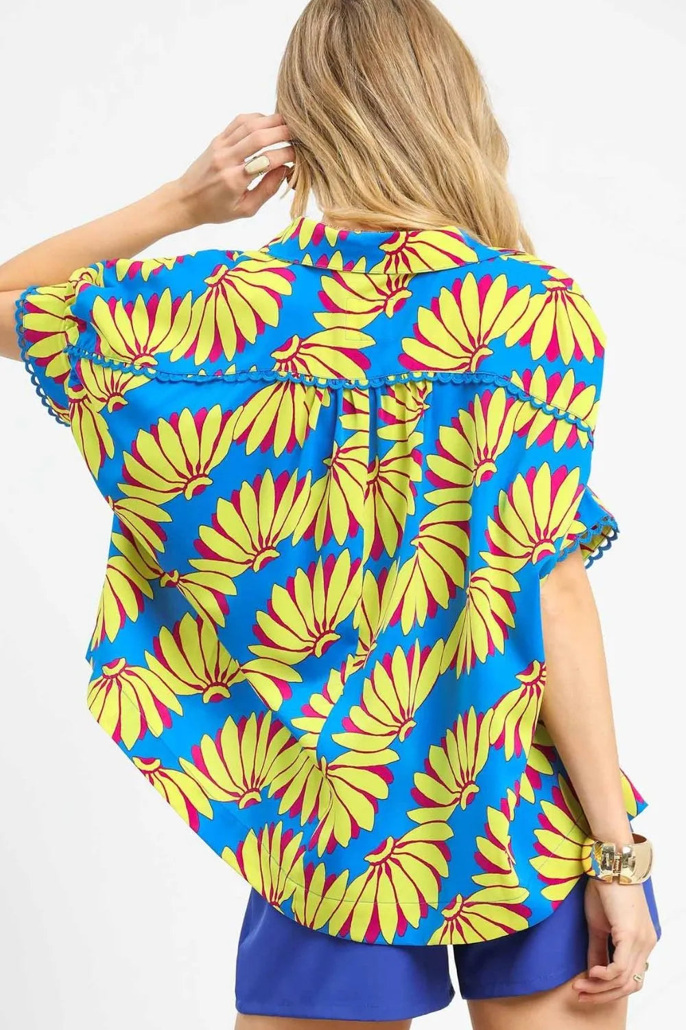 Umgee Relaxed Fit Sunflower Print Button Up Shirt – Bright Bold Breezy - NeoKira Unlimited