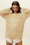 BiBi Round Neck Openwork Knit Cover Up Cover Up Trendsi Oatmeal S 