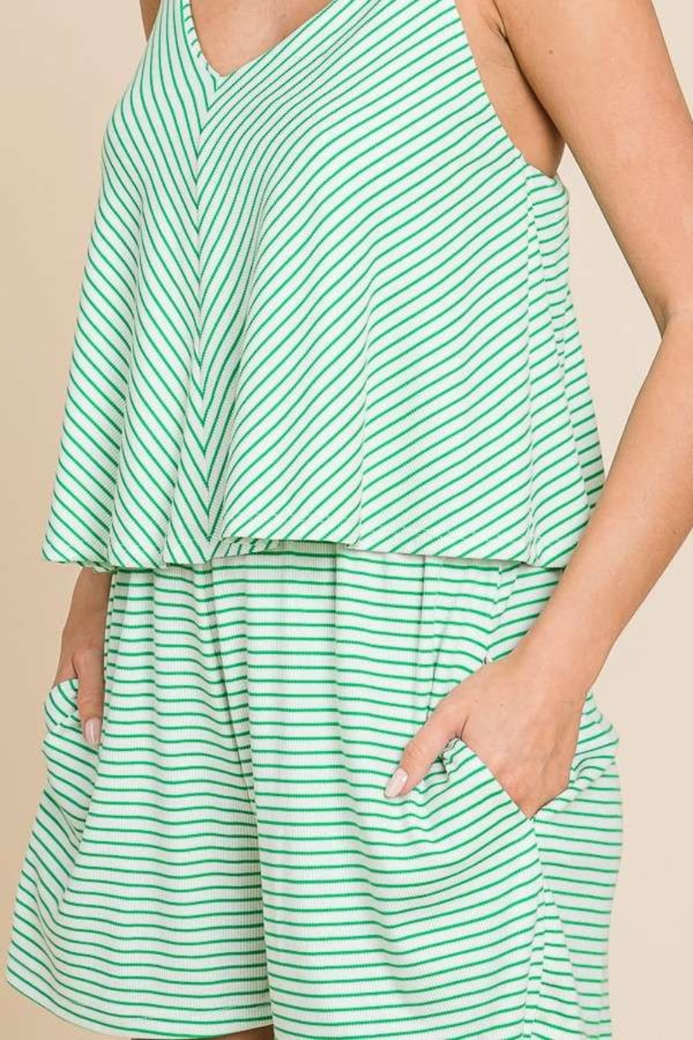 Culture Code Full Size Double Flare Striped Romper - NeoKira Unlimited