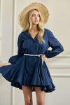 Jade By Jane Solid Flare Button Down Shirt Dress With Belt Mini Dress Jade By Jane NAVY S 