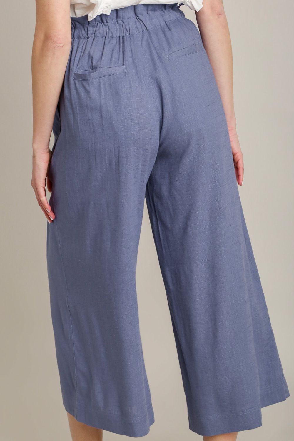 Umgee Full Size Linen Wide Fit Pants with Drawstring Plus Size - NeoKira Unlimited