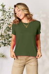 Basic Bae Full Size Round Neck Short Sleeve T-Shirt T-Shirt Trendsi Matcha Green S 