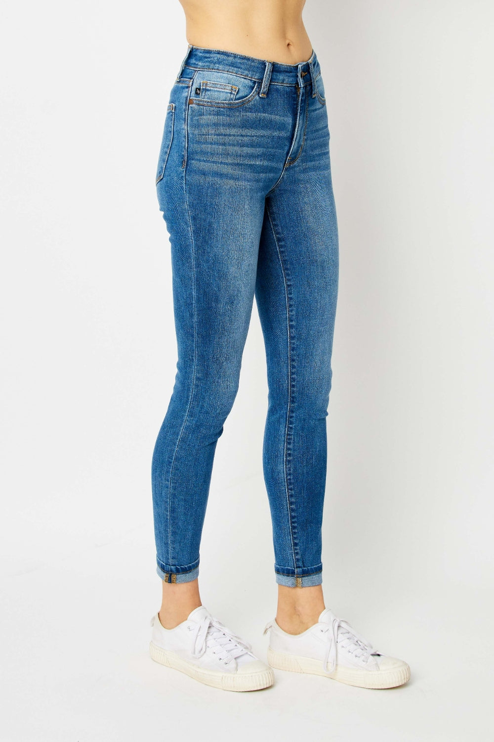 Judy Blue Full Size Cuffed Hem Low Waist Skinny Jeans - NeoKira Unlimited