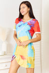 Tie-Dye V-Neck Twisted Dress Mini Dress Trendsi   