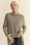 Davi & Dani Slit Mock Neck Long Sleeve Top - NeoKira Unlimited