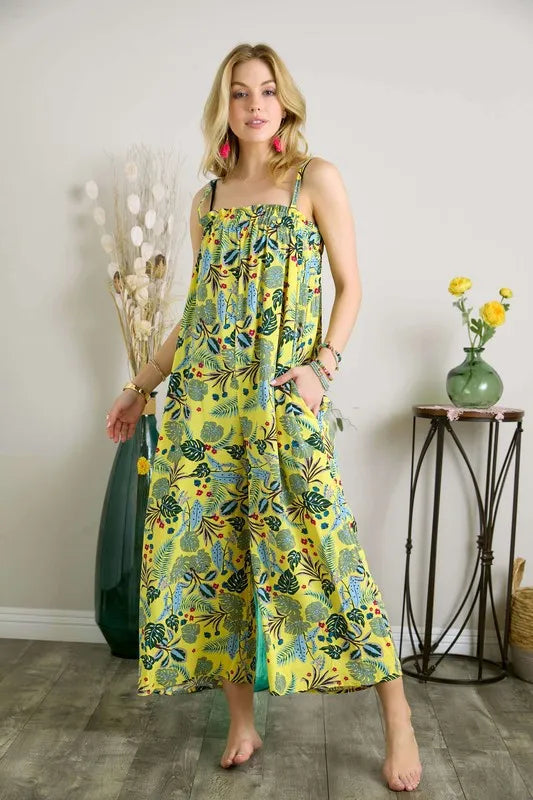 ADORA Elastic Detail Tropical Jumpsuit - NeoKira Unlimited