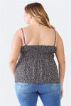 Zenobia Plus Size Frill Smocked Floral Sweetheart Neck Cami Top Trendsi   