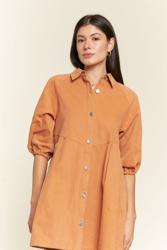 Jade By Jane Washed Denim Style Mini Dress Mini Dress Jade By Jane CAMEL S 