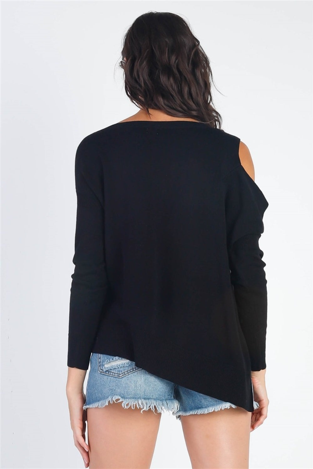 UNIQ Cold Shoulder Long Sleeve Knit Top Top Trendsi   