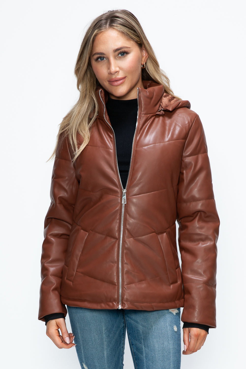 How Dare U Pocketed Zip Up Puffer Jacket with Removable Hood - NeoKira Unlimited