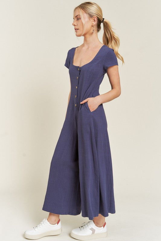 Jade By Jane Linen Button Down Jumpsuit Jumpsuits Jade By Jane   