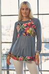 Celeste Full Size Tropical Print Long Sleeve T-Shirt Top Trendsi   