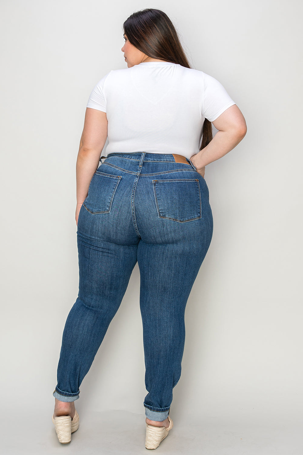 Judy Blue Full Size Cuffed Hem Low Waist Skinny Jeans - NeoKira Unlimited