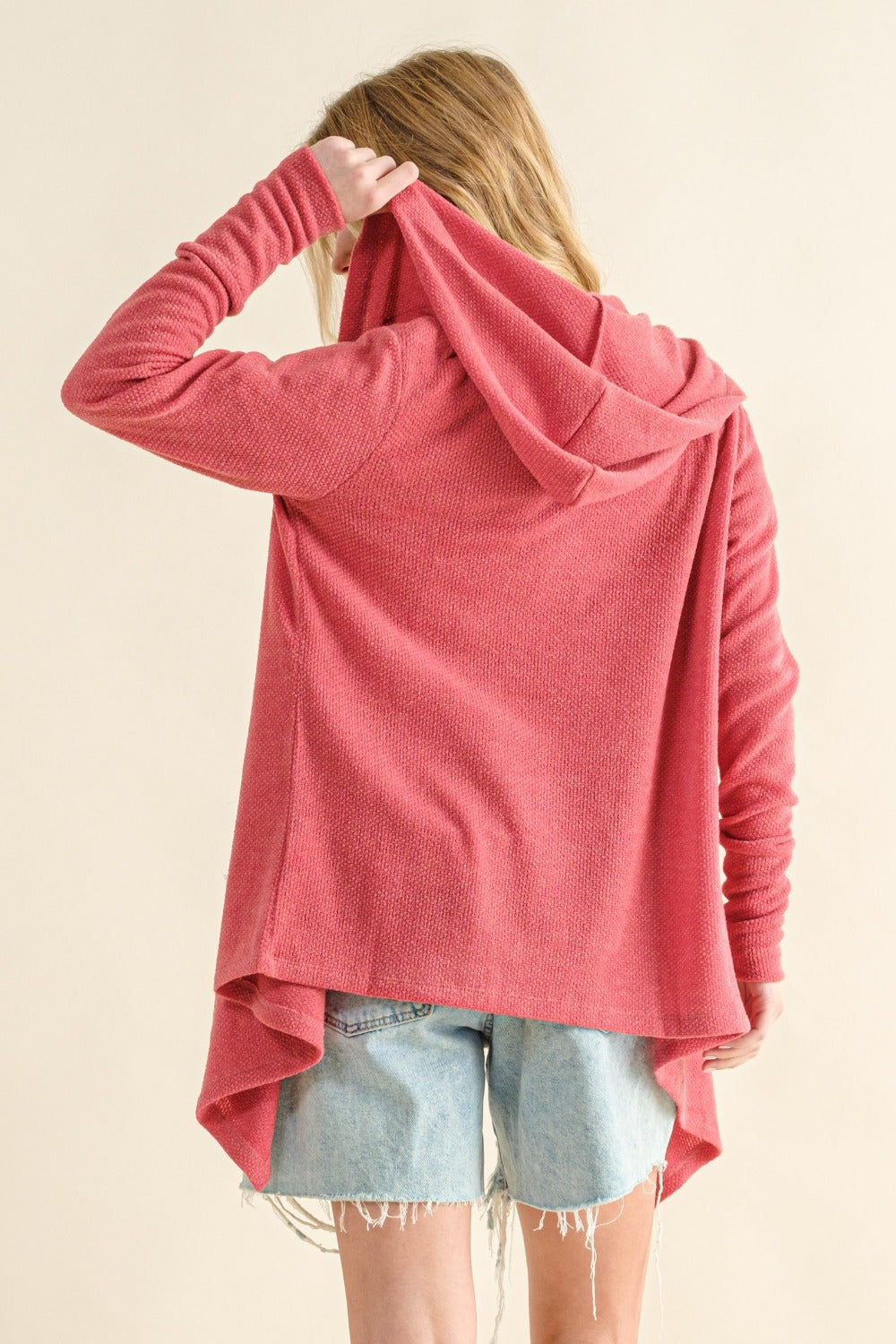 And The Why Full Size Thermal Hooded Open Front Cardigan with Pockets - NeoKira Unlimited