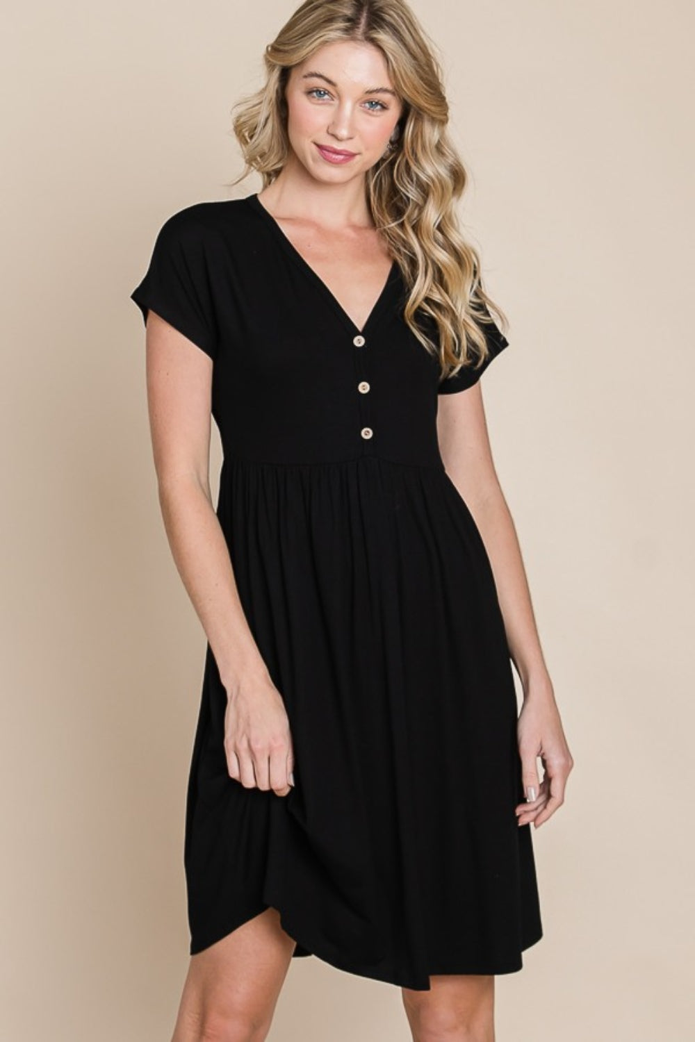 BOMBOM V-Neck Short Sleeve Dress Short Dress Trendsi   