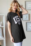 Heimish Full Size USA Graphic Short Sleeve Ribbed Top Top Trendsi   