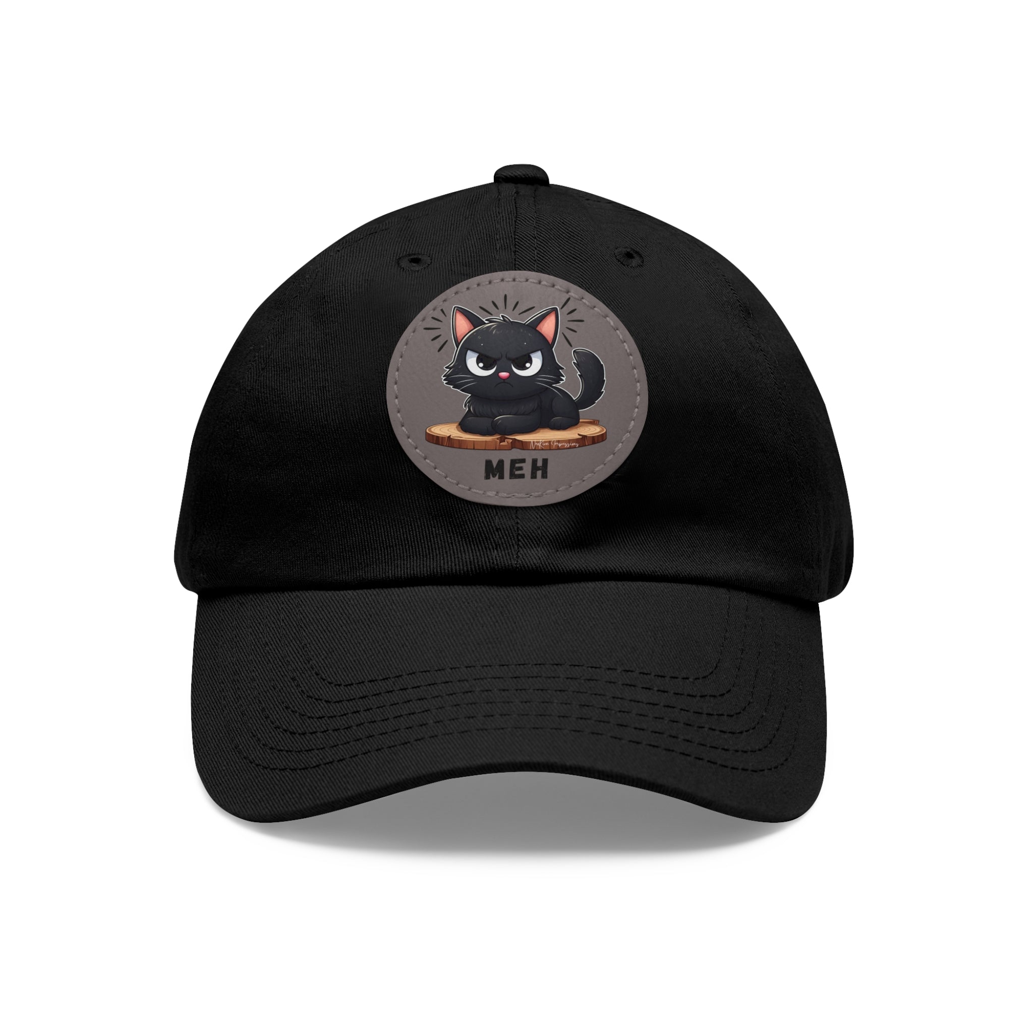 MEH Dad Hat with Leather Patch (Round) Caps Printify Black / Grey patch Circle One size