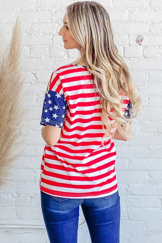 And The Why American Flag Short Sleeve Top - NeoKira Unlimited