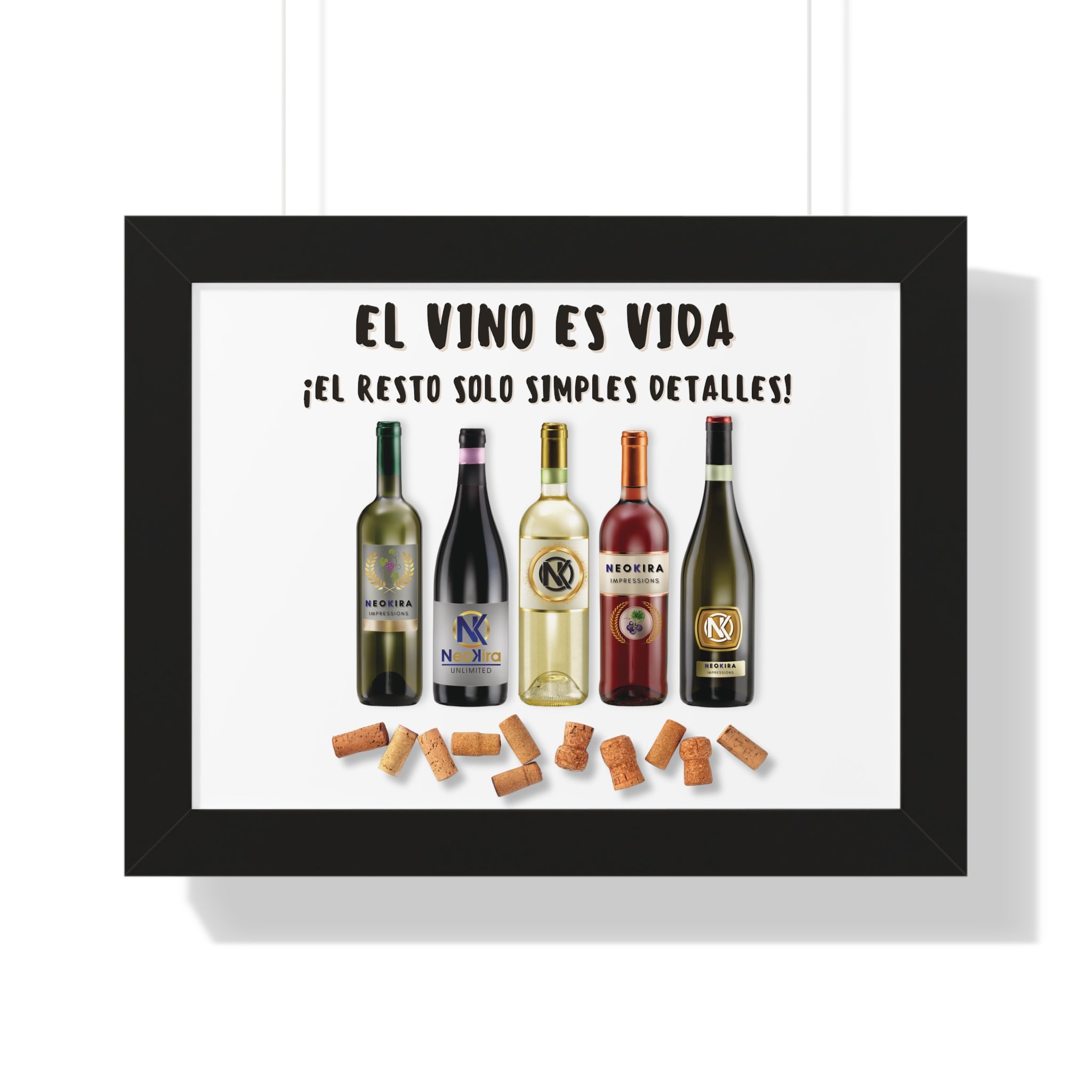 EL VINO ES VIDA Framed Horizontal Poster Poster Printify   