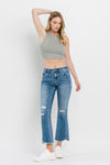 Vervet by Flying Monkey Full Size Mid Rise Distressed Cropped Flare Jeans Jeans Trendsi   