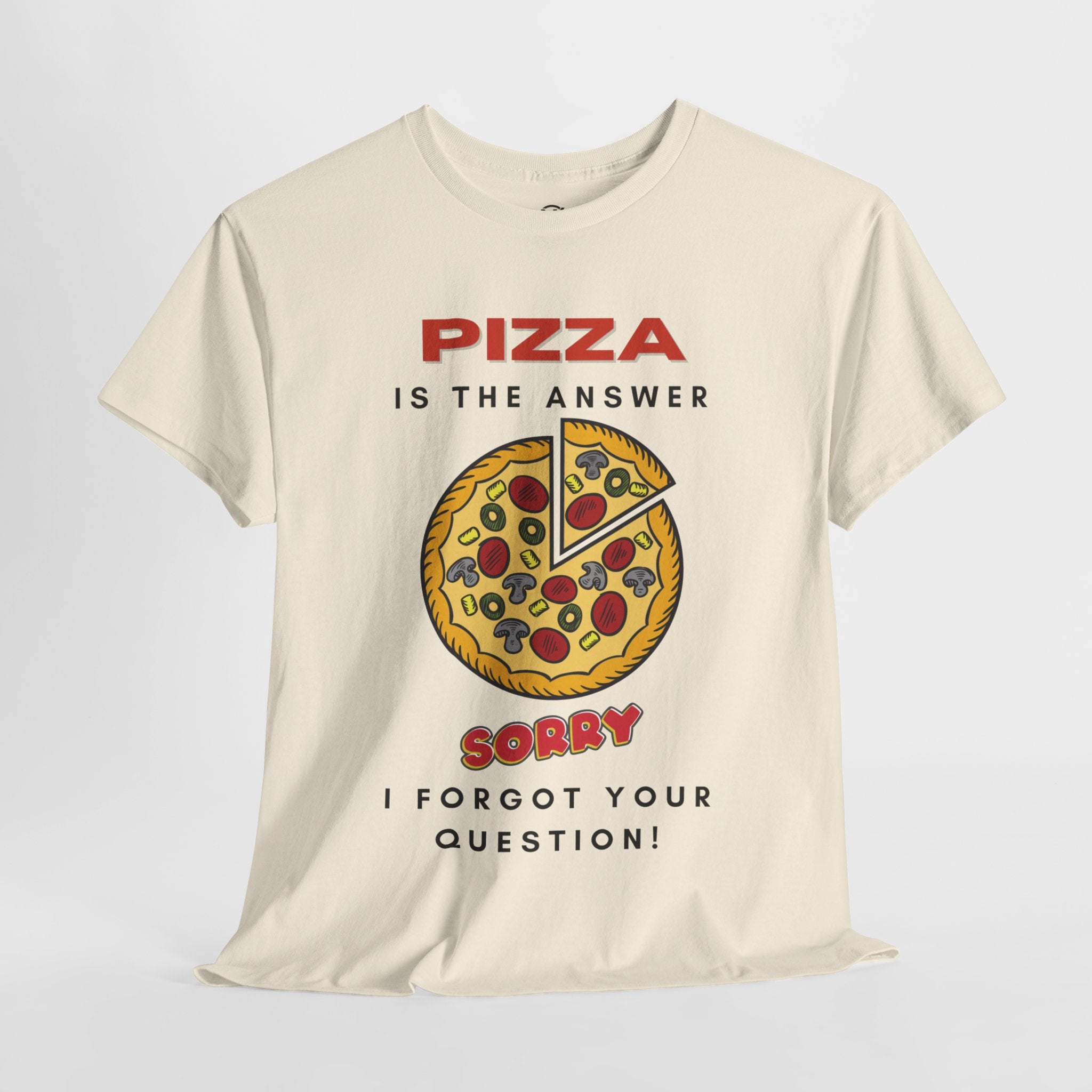 PIZZA IS THE ANSWER Unisex Heavy Cotton Tee T-Shirt Printify   