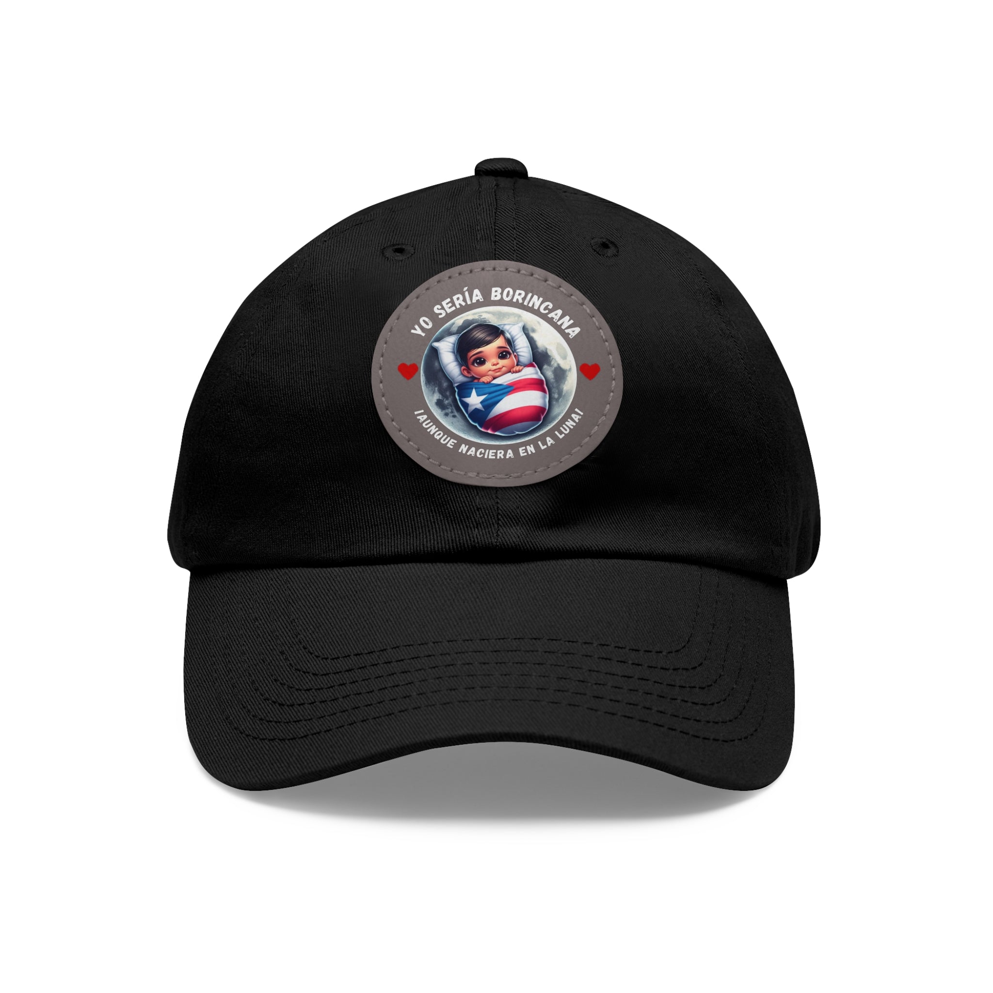 YO SERIA BORINCANA Dad Hat with Leather Patch (Round) Caps Printify Black / Grey patch Circle One size