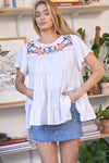 Solid Flared Short Sleeve Top  Davi & Dani   