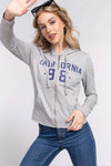 ACTIVE BASIC CALIFORNIA Zip Up Drawstring Long Sleeve Hoodie Hoodie Trendsi   