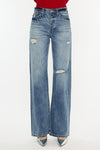 Kancan Distressed High Waist Bootcut Jeans Jeans Trendsi   