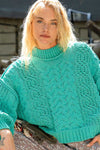 POL Mock Neck Cable Knit Sweater Sweater Trendsi Jungle Green S 