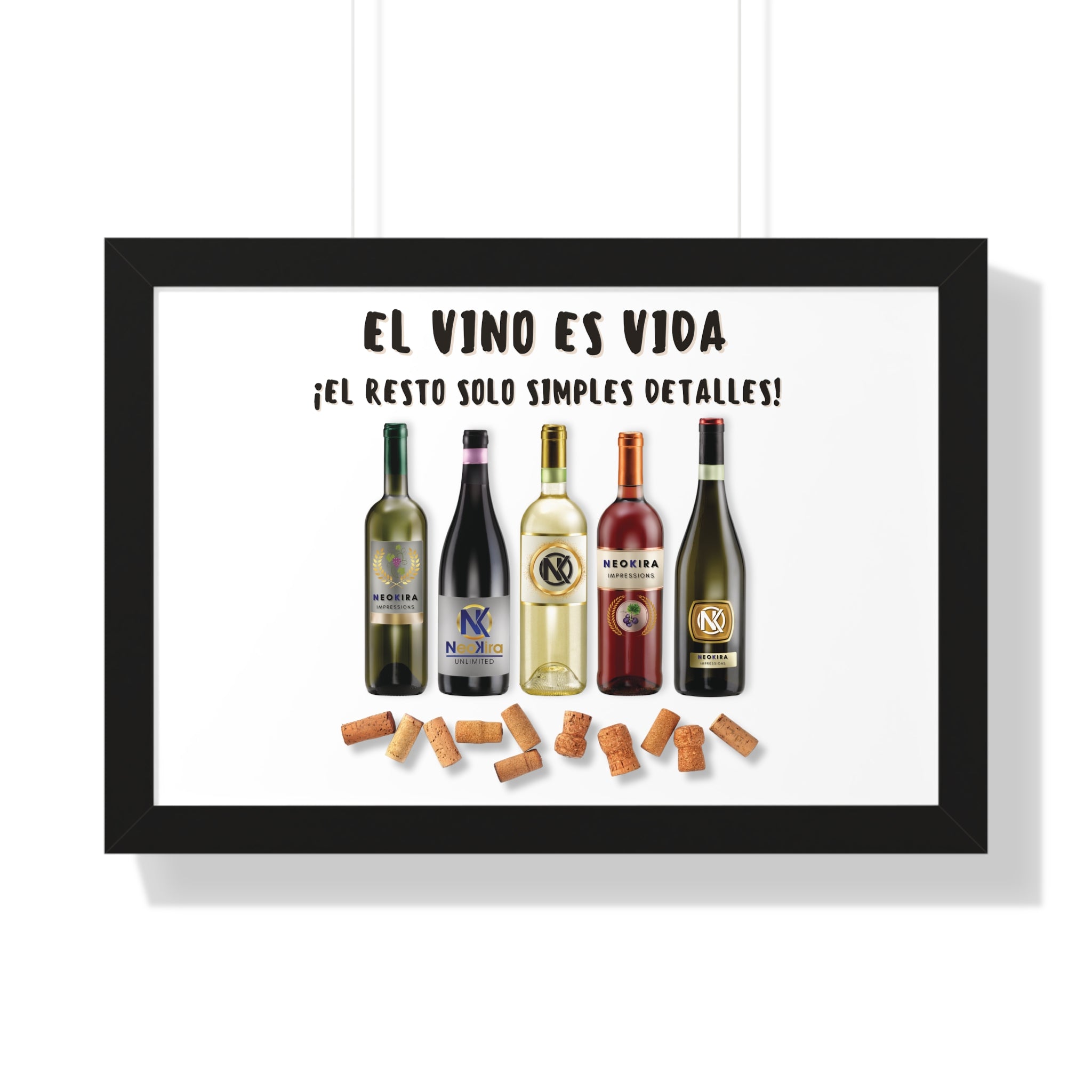 EL VINO ES VIDA Framed Horizontal Poster Poster Printify   