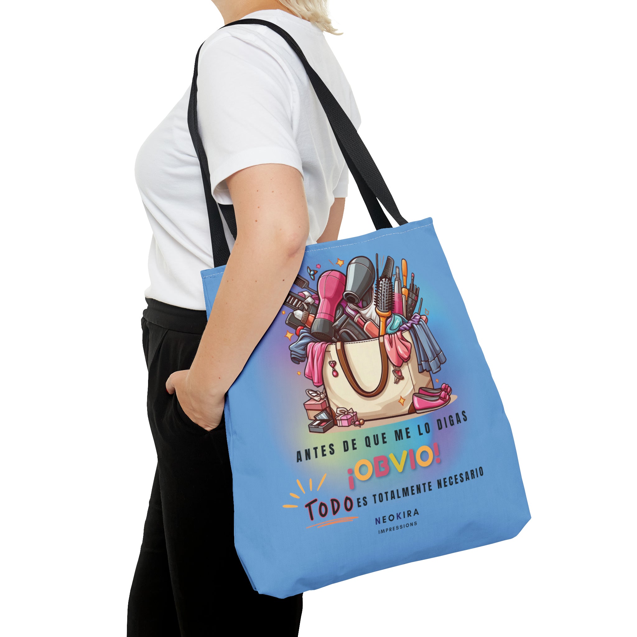 OBVIO QUE TODO ES NECESARIO (LIGHT BLUE) Tote Bag Tote Bag Printify   