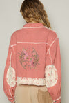 POL Crochet Patch Embroidered Button Up Jacket - NeoKira Unlimited