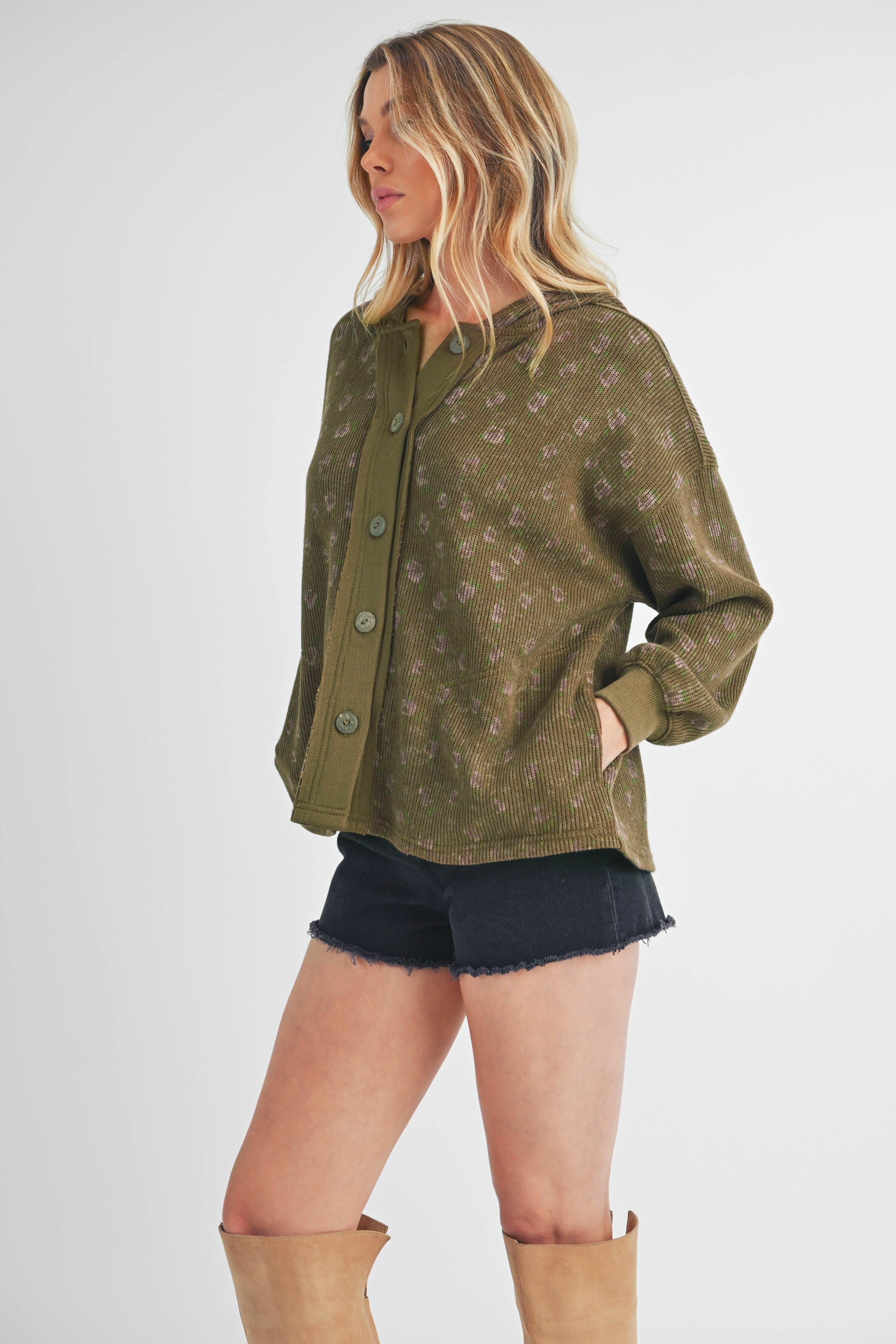Aemi + Co Floral Button Up Hooded Jacket - NeoKira Unlimited