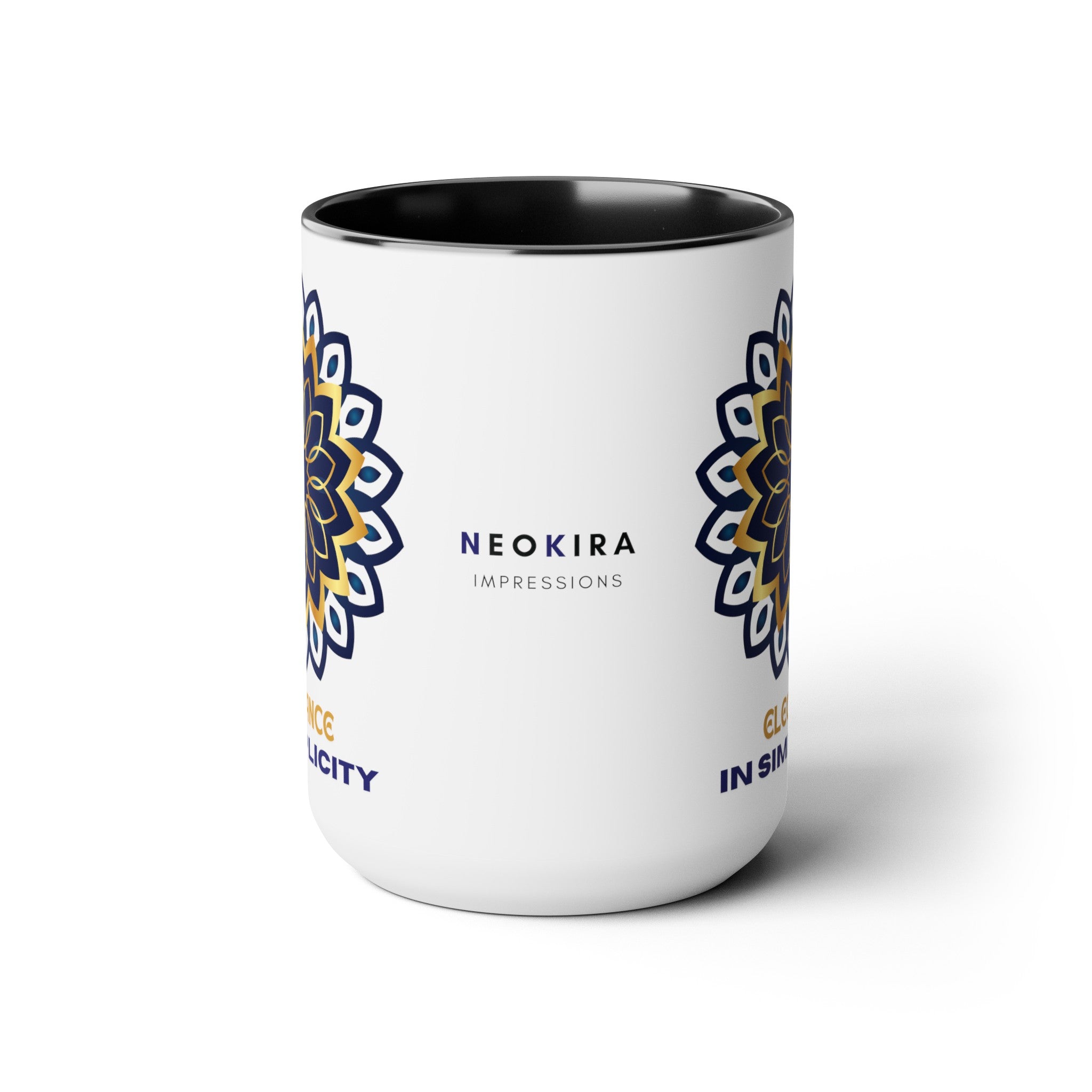 ELEGANCE IN SIMPLICITY MANDALA Two-Tone Coffee Mugs, 15oz 15oz Two-Tone Mug Printify   