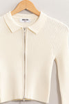 HYFVE Ribbed Double Zip Cropped Cardigan Cardigan Trendsi   