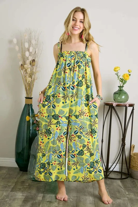 ADORA Elastic Detail Tropical Jumpsuit - NeoKira Unlimited