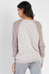 Cherish Apparel Round Neck Long Sleeve Contrast Top Top Trendsi   