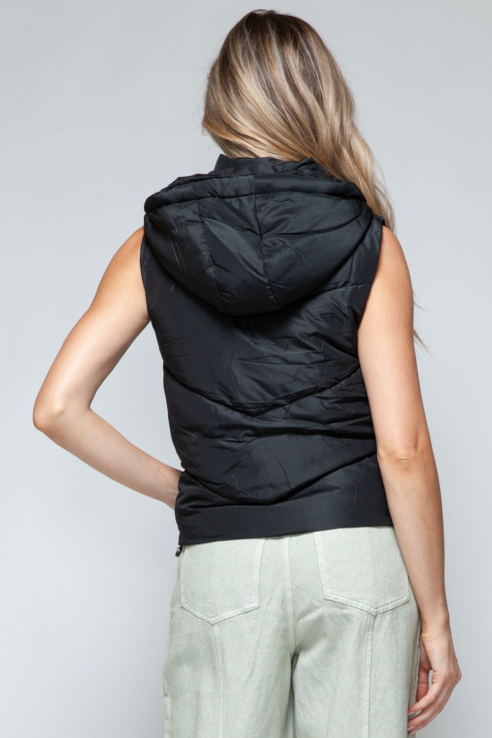 Snobbish Zip Up Quilted Hooded Vest Quilted Vest Trendsi   