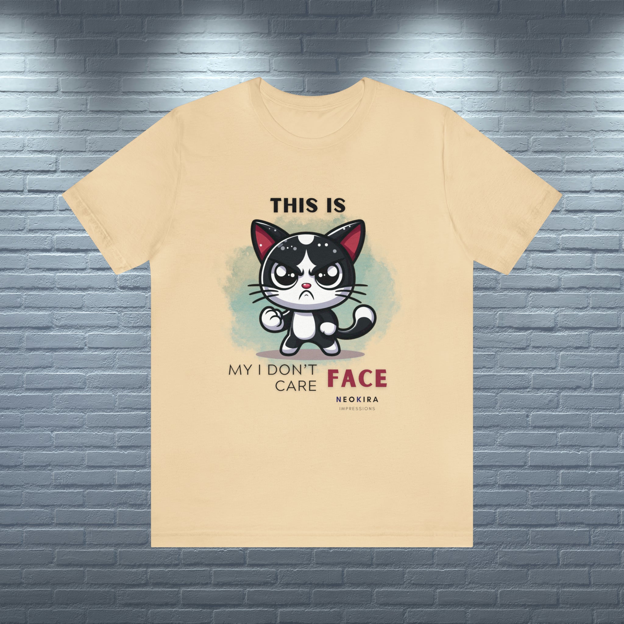 THIS IS MY I DON'T CARE FACE Unisex Jersey Short Sleeve Tee T-Shirt Printify Soft Cream XS 