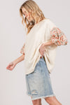 SAGE + FIG Round Neck Bubble Sleeve Oversize Top Top Trendsi   