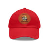 TIME TO WINE DOWN Dad Hat with Leather Patch (Round) Caps Printify Red / Light Brown patch Circle One size